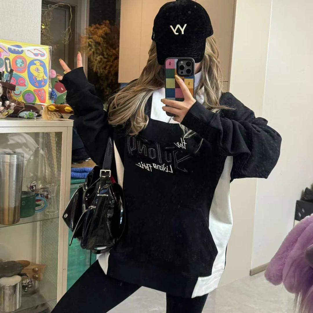 立方领贴布潮牌字母卫衣