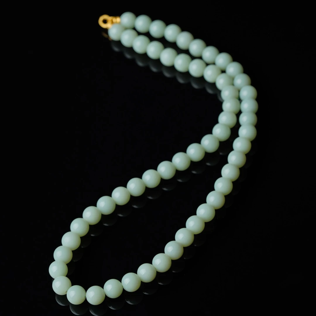 【鹿鸣】影青 | 18k金粉青薄荷绿 颈饰 8mm LM09