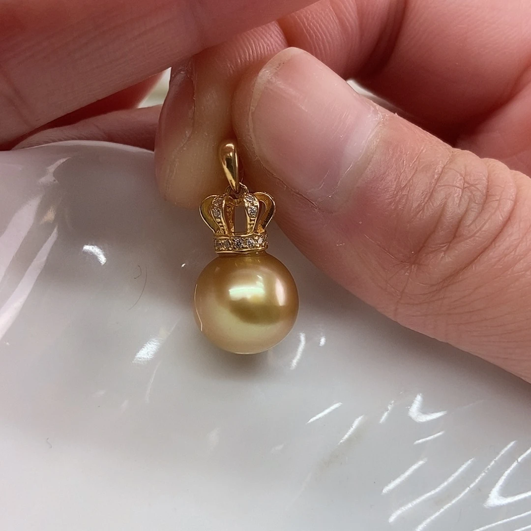 银S925镶嵌海水珍珠吊坠(不含链)