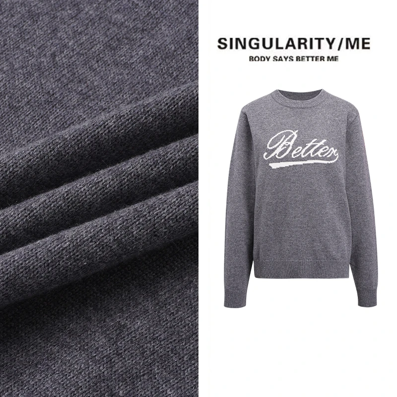 Singularity Me 2S 1106 ‘batter’字母圆领针织百搭长袖套头卫衣