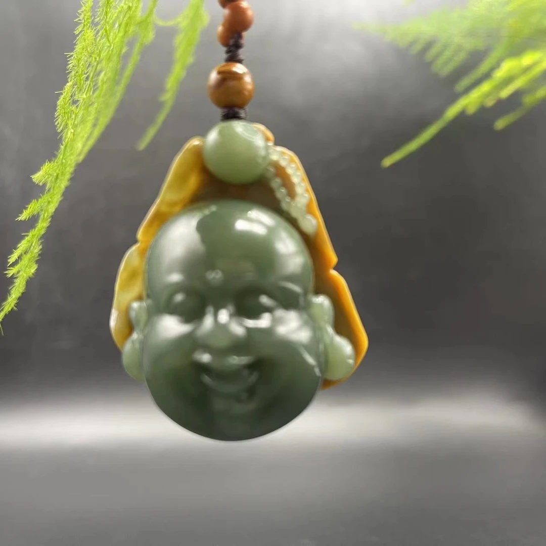 析木河磨玉笑口常开佛头料子油润细腻皮色老熟精工雕刻圆润饱满
