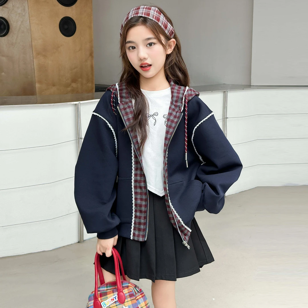女童春秋款外套女童韩版休闲连帽棒球服儿童洋气超好看秋装上衣