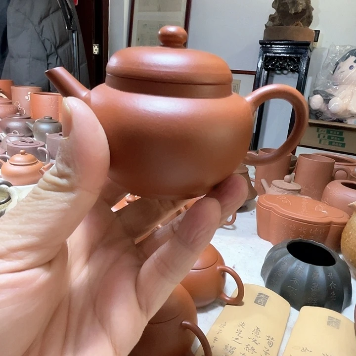 紫砂茶壶小煤窑朱泥、仿古款、全手工制作
