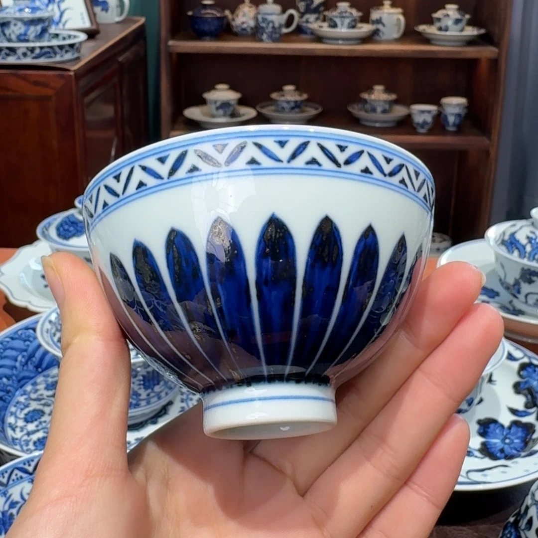 青花雯华堂手绘杯杯