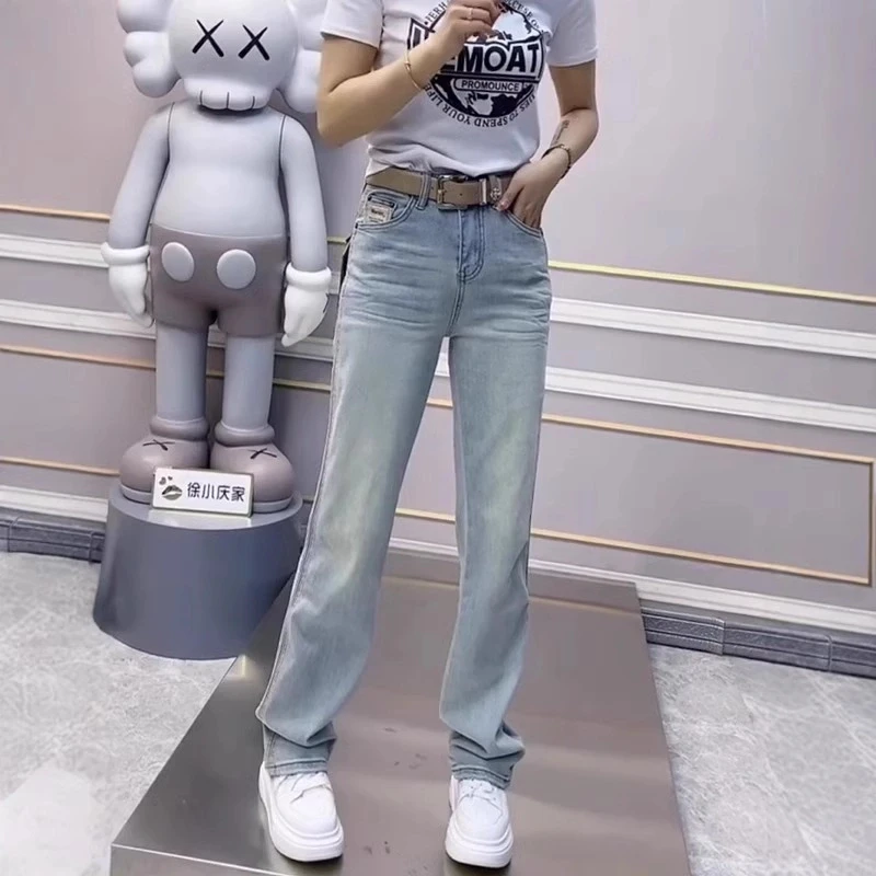 2025春季新款高腰显瘦遮胯直筒牛仔裤春季新款窄版宽松阔腿裤子女