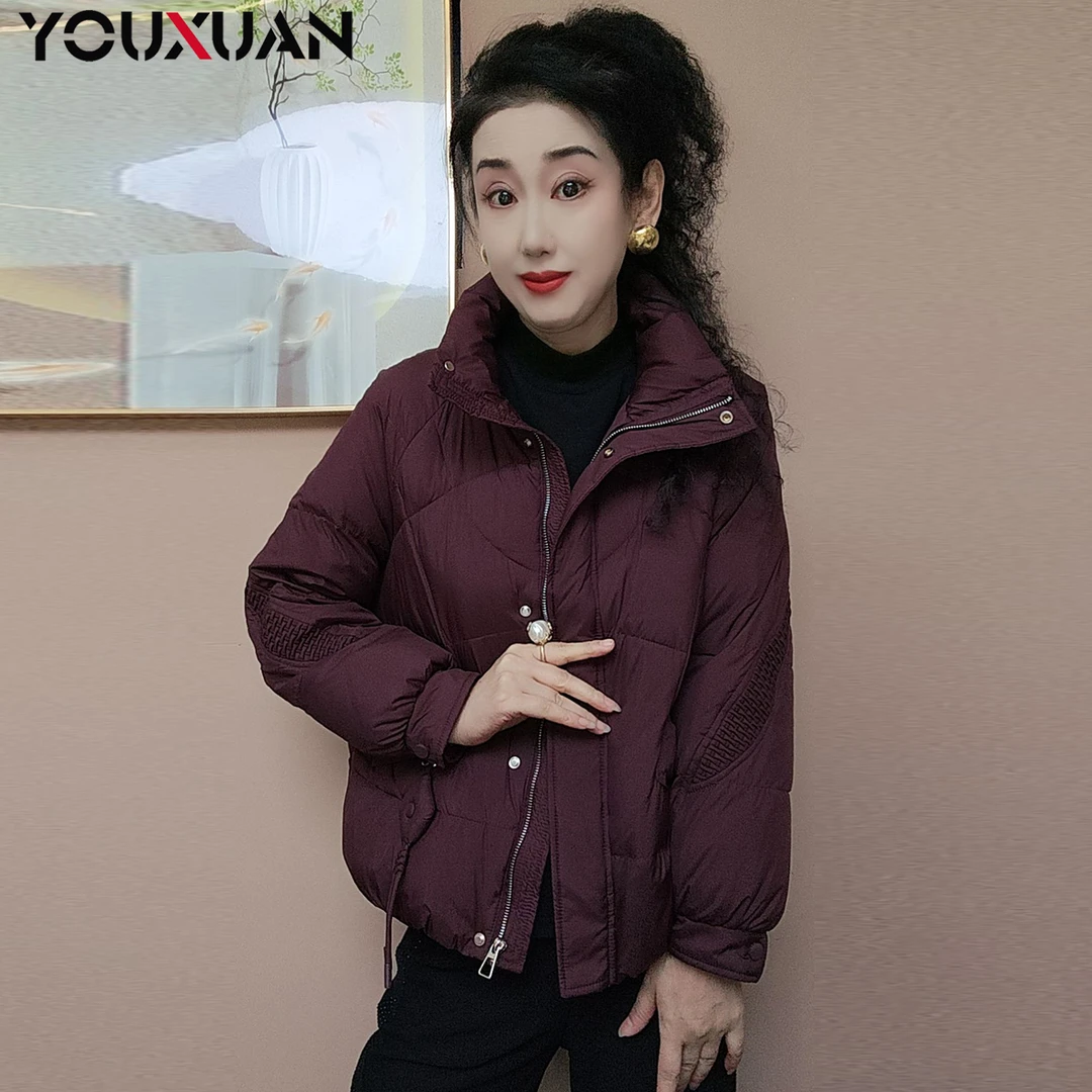 冬季新款时尚加厚女装大码宽松短款保暖白鸭绒羽绒服外套女22款
