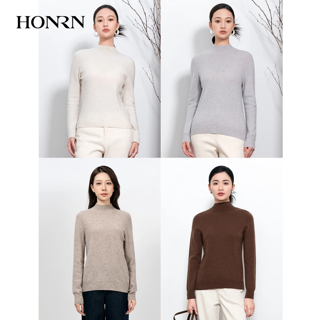 HONRN/红人修身显瘦套头羊毛针织衫打底衫上衣女秋冬HK59OM035