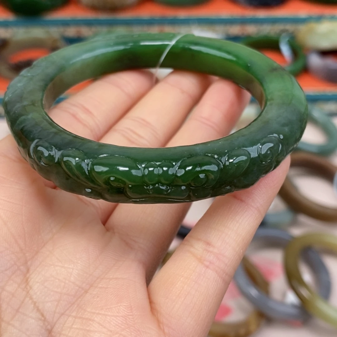 和田玉未镶嵌手镯碧玉手镯58#有包容