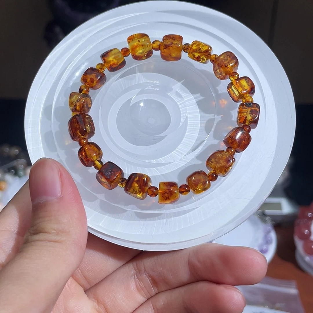 未镶嵌手链水晶花珀方块7咪