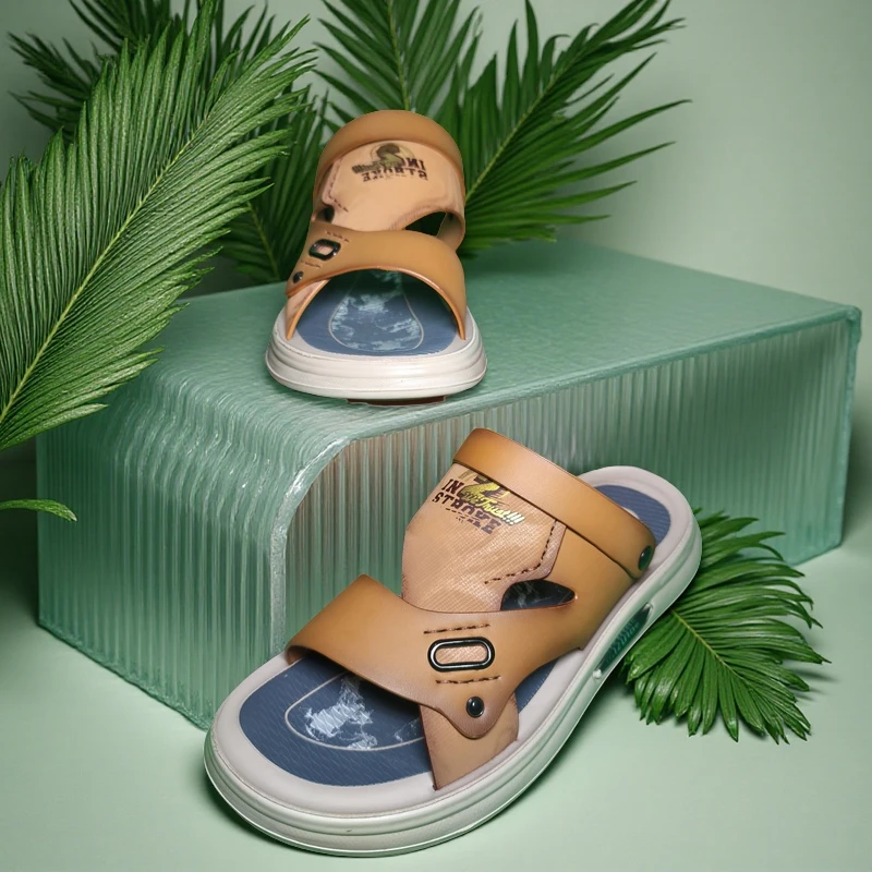 纯色休闲风休闲胶粘鞋防水沙滩鞋夏季男款沙滩鞋子户外