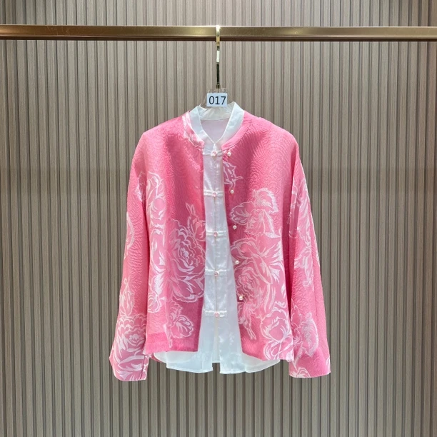 【花开浪漫】桑蚕丝牡丹花新中式气质外套上衣