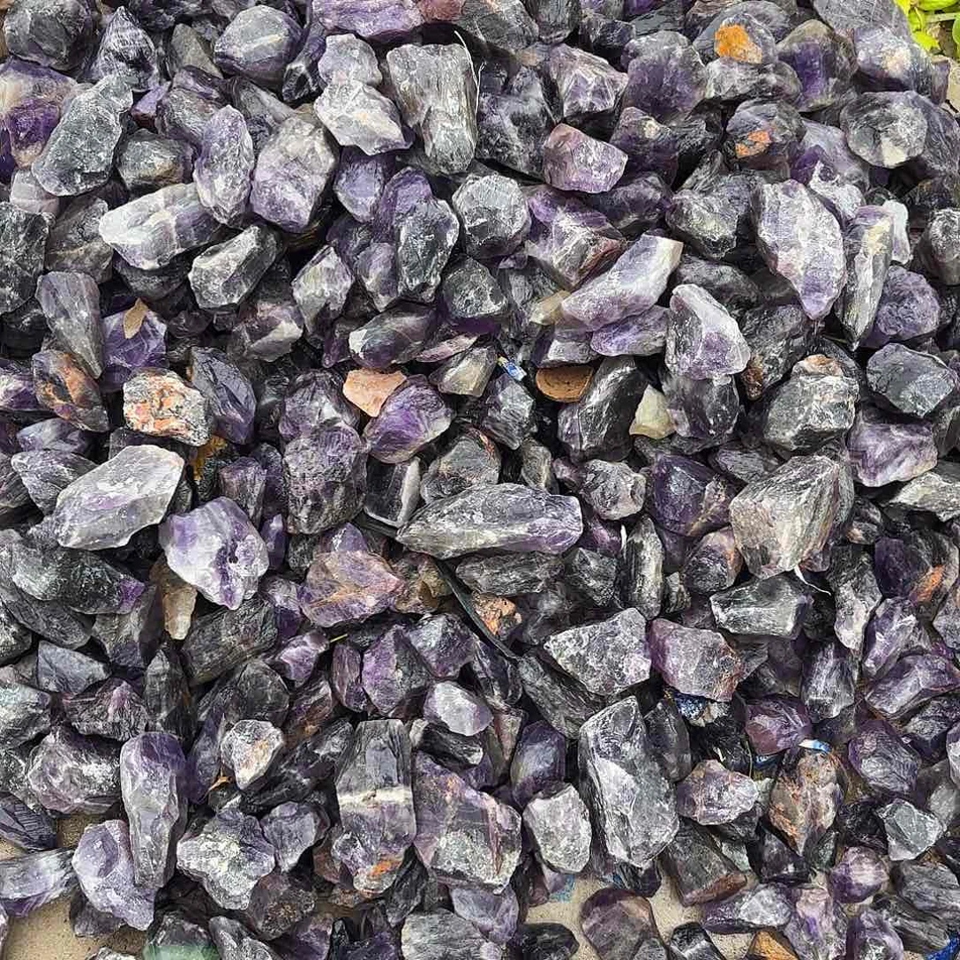 水晶紫水晶碎石一斤未镶嵌