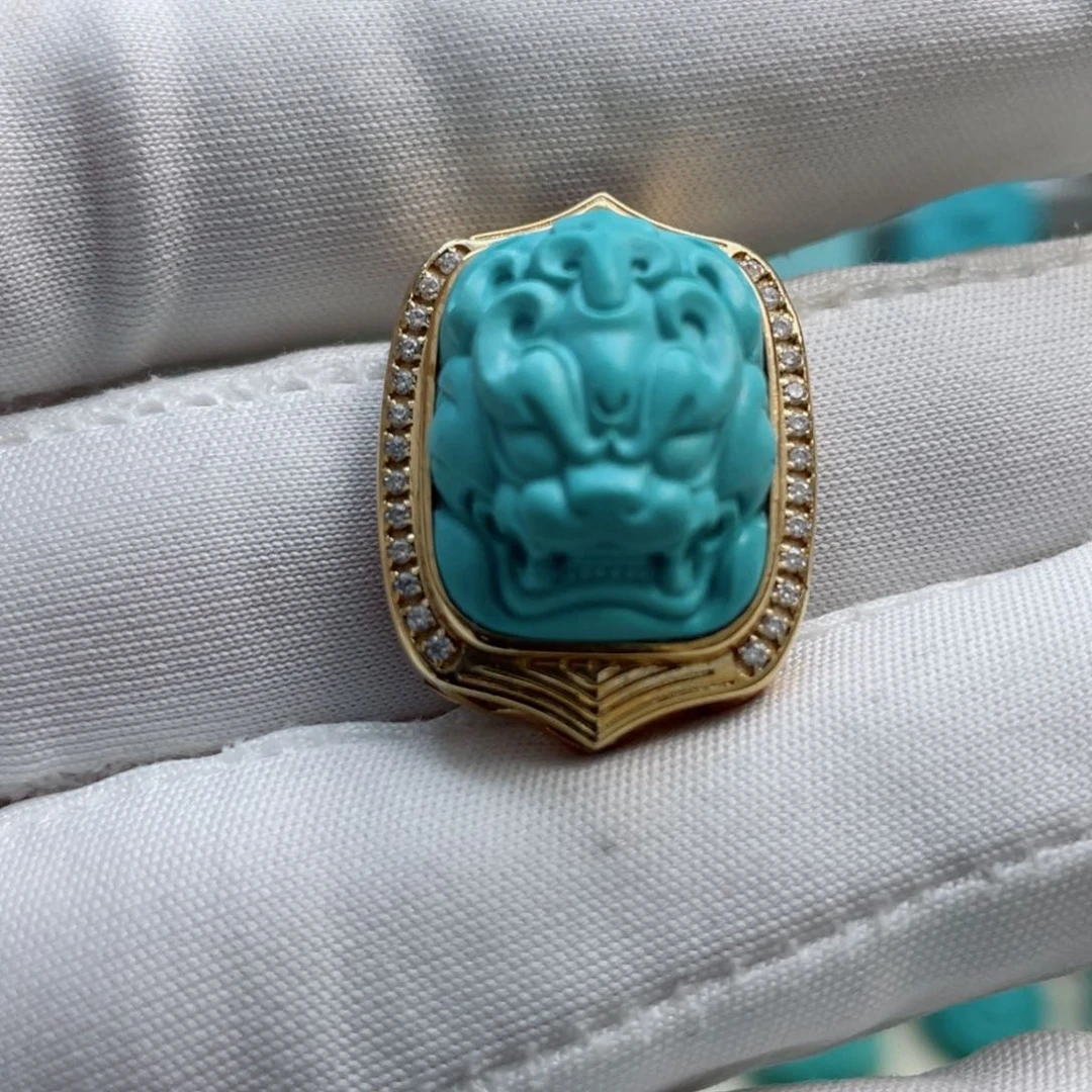 绿松石珠宝奇石18K金镶嵌