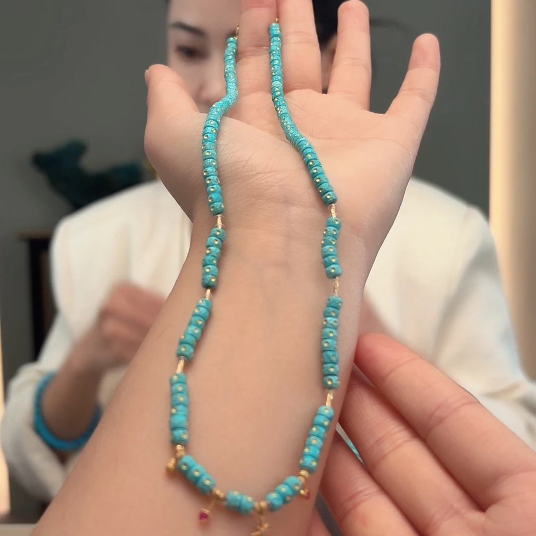 绿松石18K金镶嵌颈饰