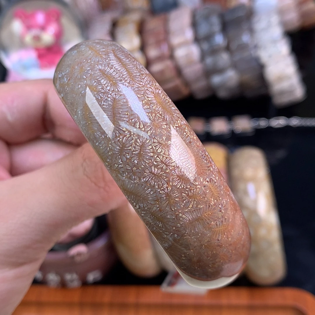 【闪购商品】颈饰未镶嵌硅化珊瑚（珊瑚玉）114号红彩胖虫59.2圈