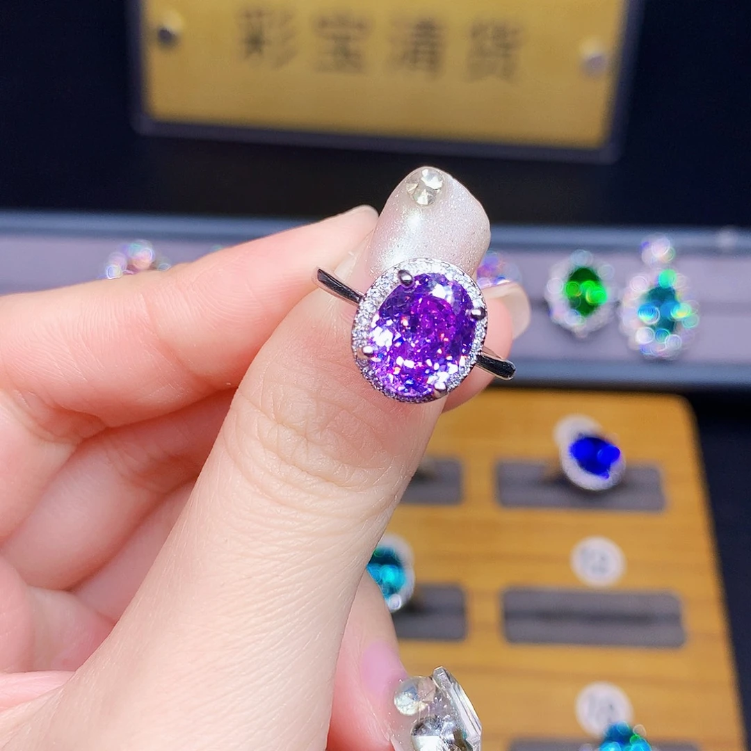 紫色碧玺银S925镶嵌戒指