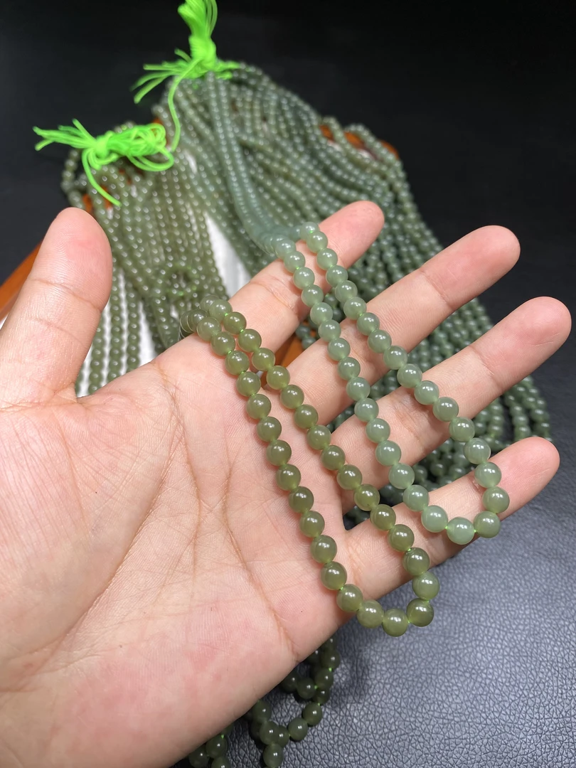 和田玉晴水卡6mm圆珠108颗佛珠女款妈妈时尚长链珠（多样发其一）