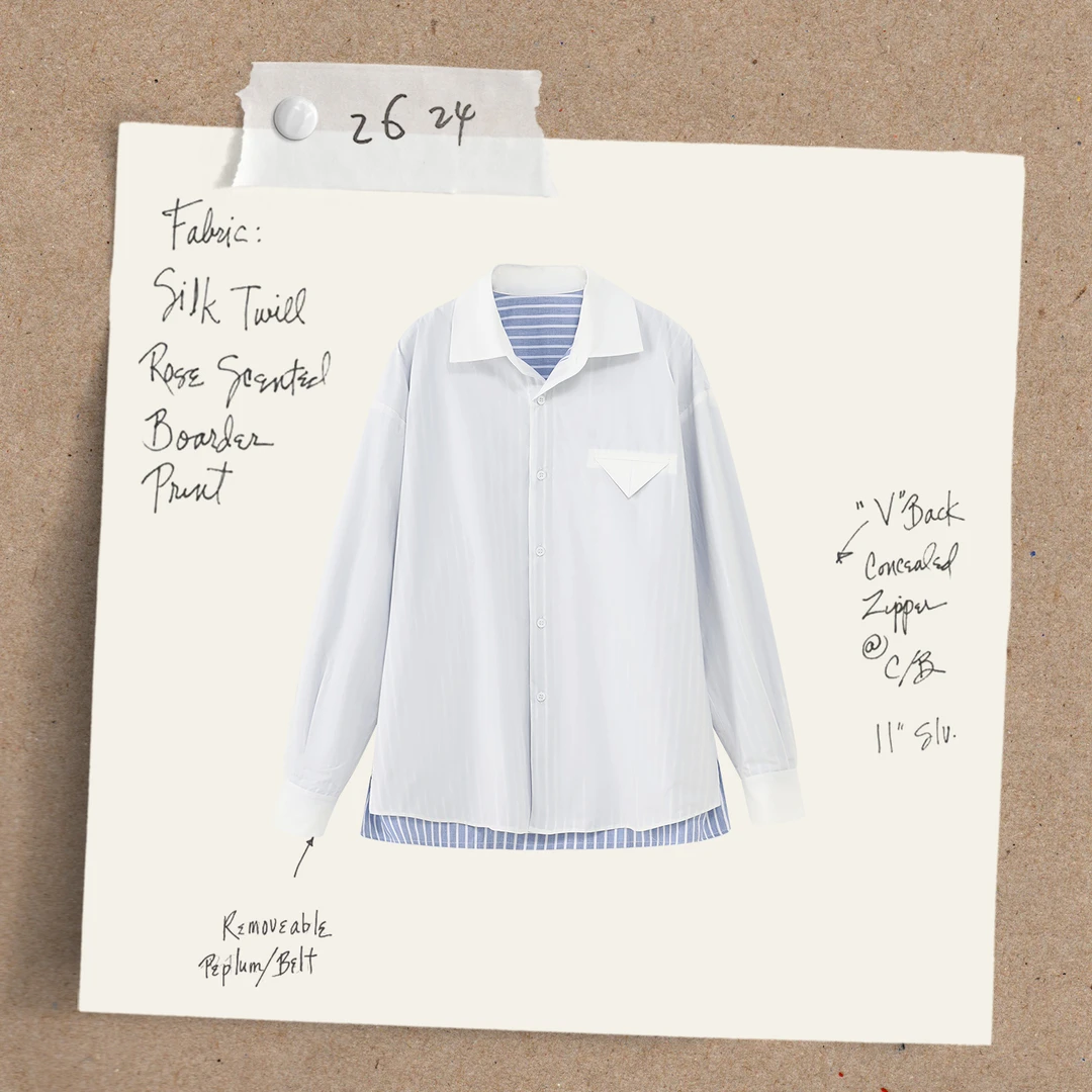 【边界】100棉双面可穿！miu系超重工双层蓝条纹女装衬衫2024016