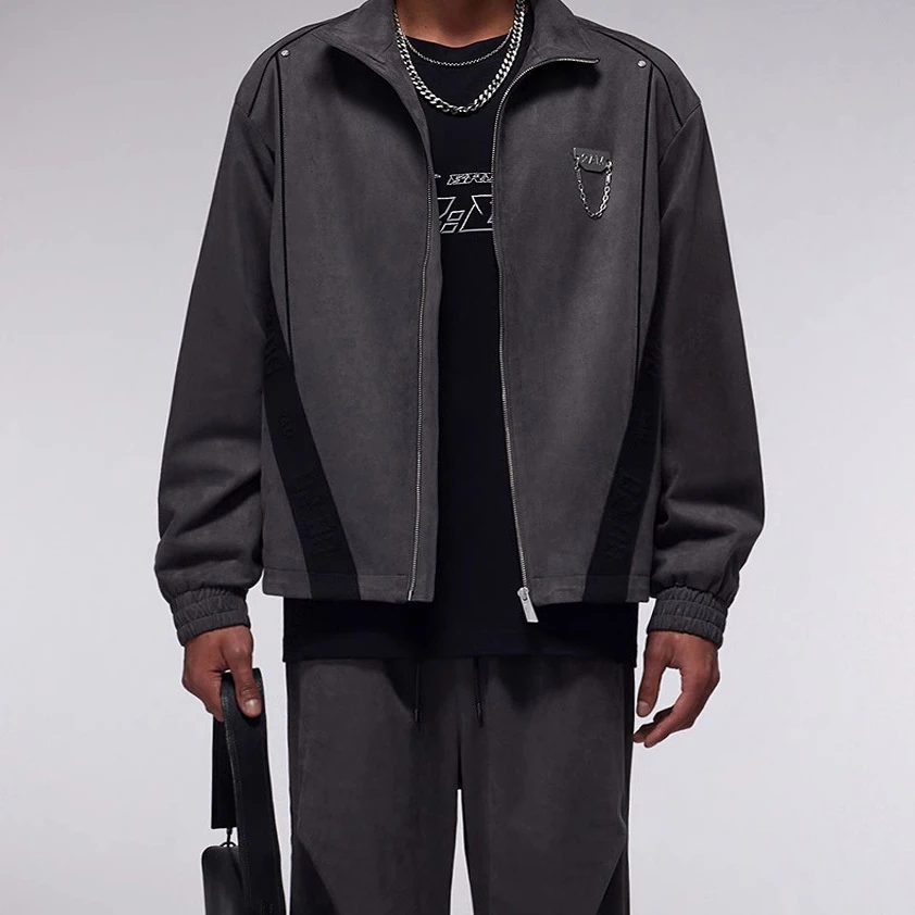 H1148 春秋男式夹克 立领舒适休闲外套 灰色 时尚都市 弹力