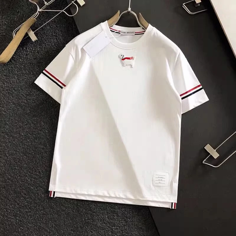 夏季大码300斤TB短袖T恤男双袖宽松绣狗圆领纯棉休闲半袖ins潮牌