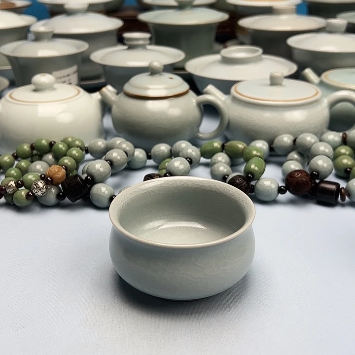 杯仿古月白釉卧佛杯原矿原釉原产地