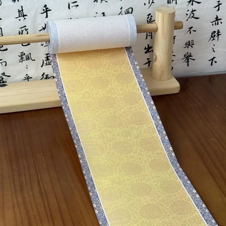 景阳阁蜡染砑光纸 清代荷莲纹序长卷毛笔书法专用宣纸直播间专用