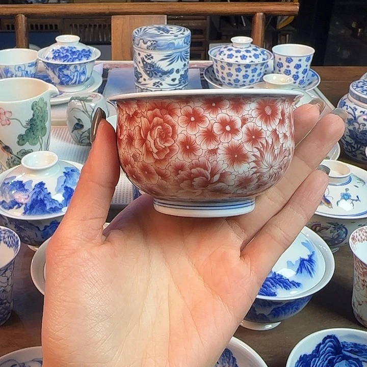 名窑口 点工卢氏杯万花