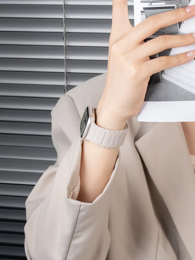 张倩仪同款适用S10苹果S9手表表带applewatch9磁吸硅胶S8腕带女款