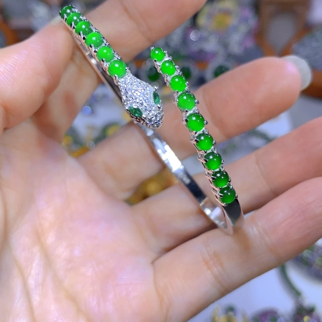 翡翠颈饰银S925镶嵌木*天然翡翠