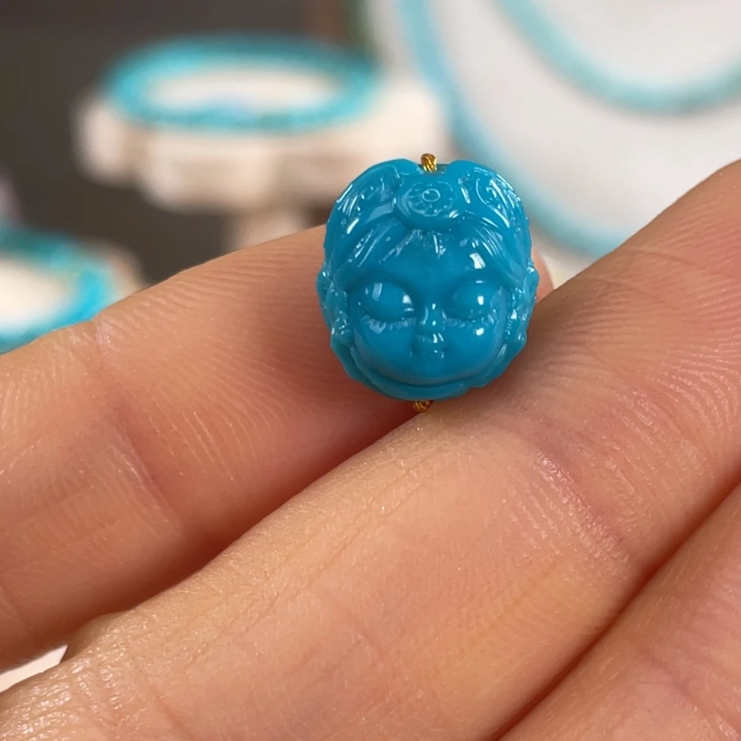 绿松石未镶嵌套链玉化蓝扎吉拉姆