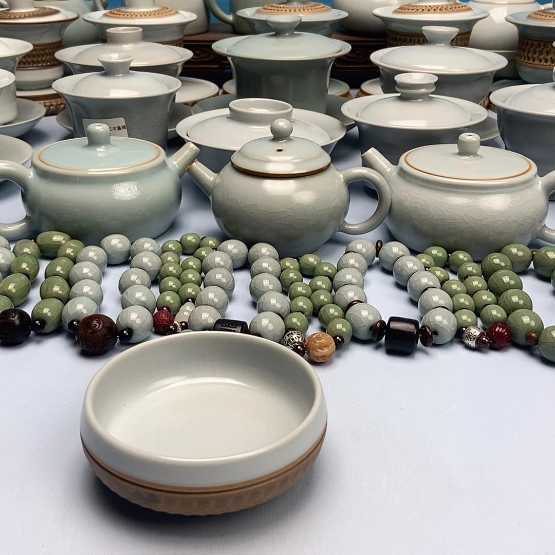 杯仿古重工跳刀月白釉普洱杯原矿原釉原产地