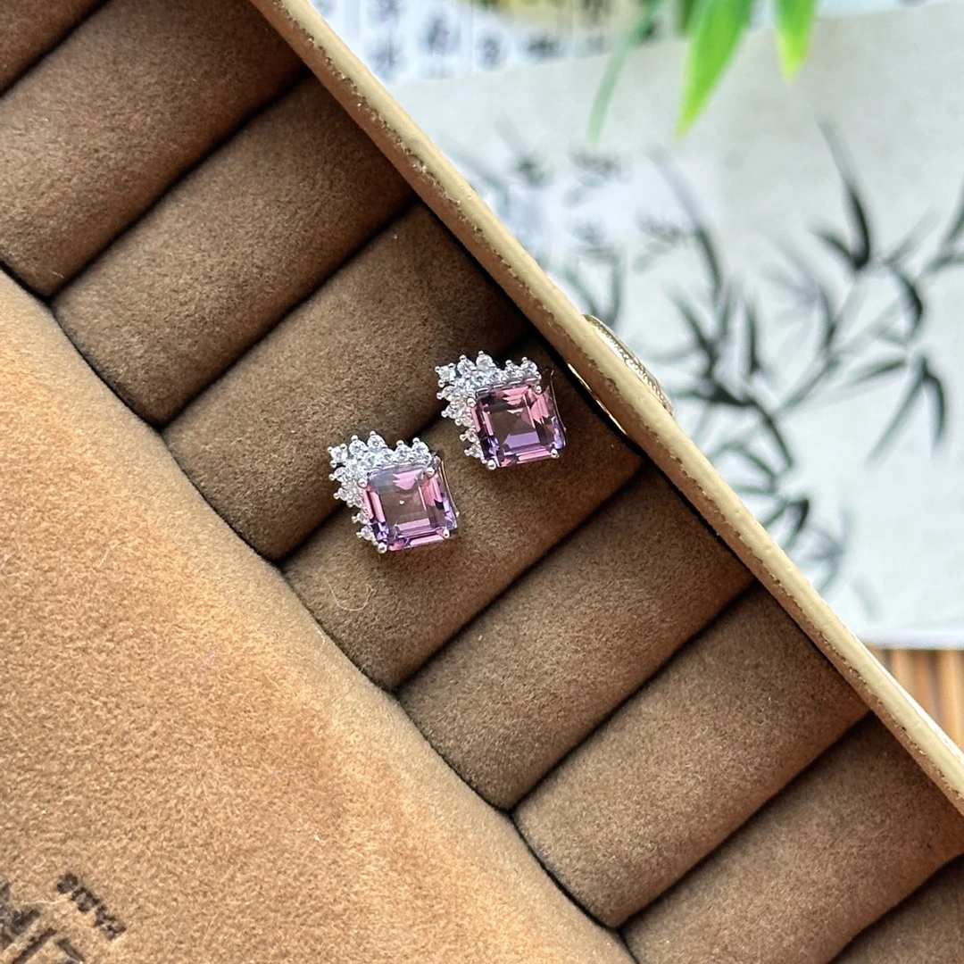 【地大甄选·紫水晶耳钉】紫水晶耳饰S925银大主石款气质优雅轻奢