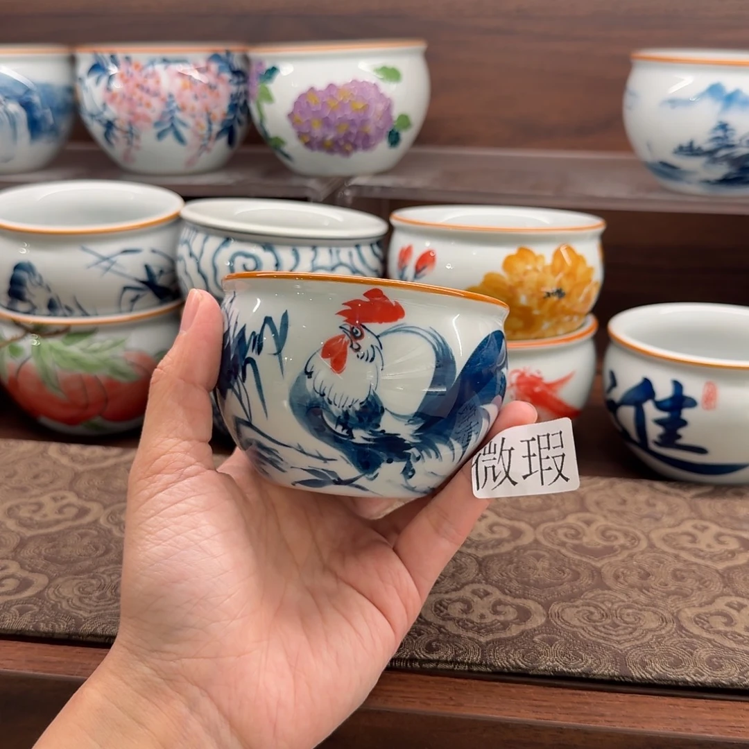 釉下手绘茶具微瑕
