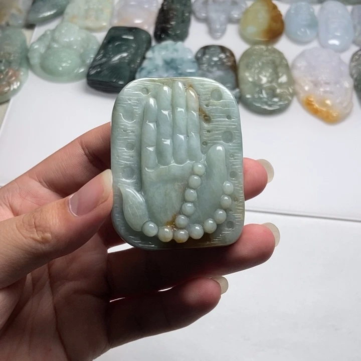 翡翠未镶嵌颈饰佛手23