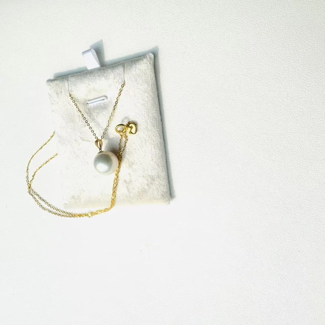 【李李珍珠】18K 厚金版瓜子扣淡水珍珠吊坠（送银链)11-12mm