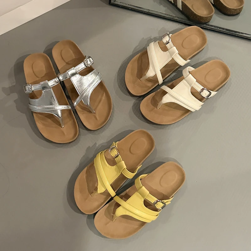 欧若精灵风平底露趾防滑平跟夹趾软底时尚休闲沙滩鞋勃肯拖鞋子女