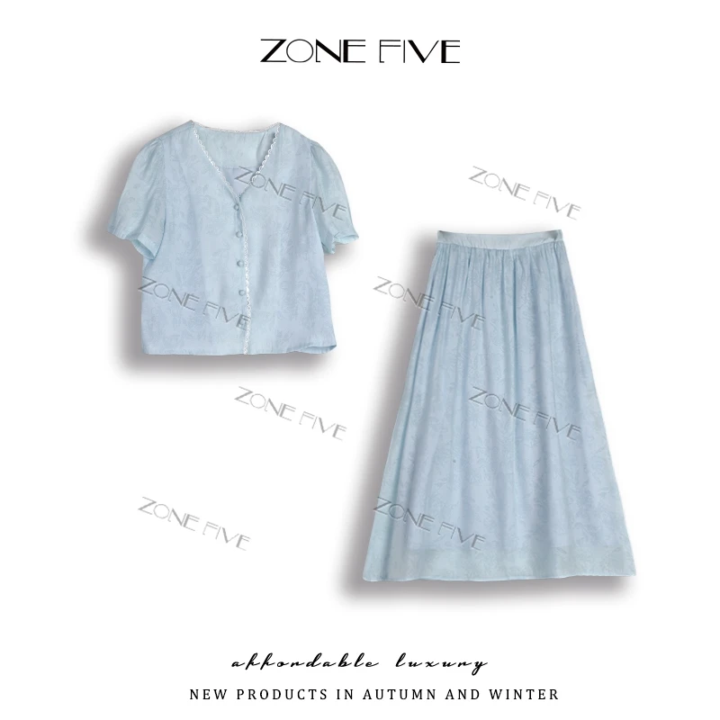 【zonefive】【印花】2025新款法式时尚套装裙夏季欧若风气质显瘦