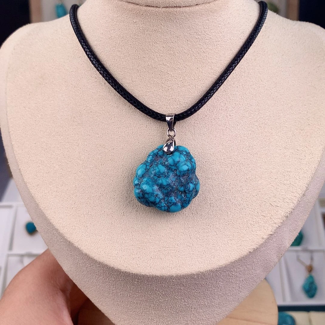 绿松石银S925镶嵌颈饰绿松石颈饰