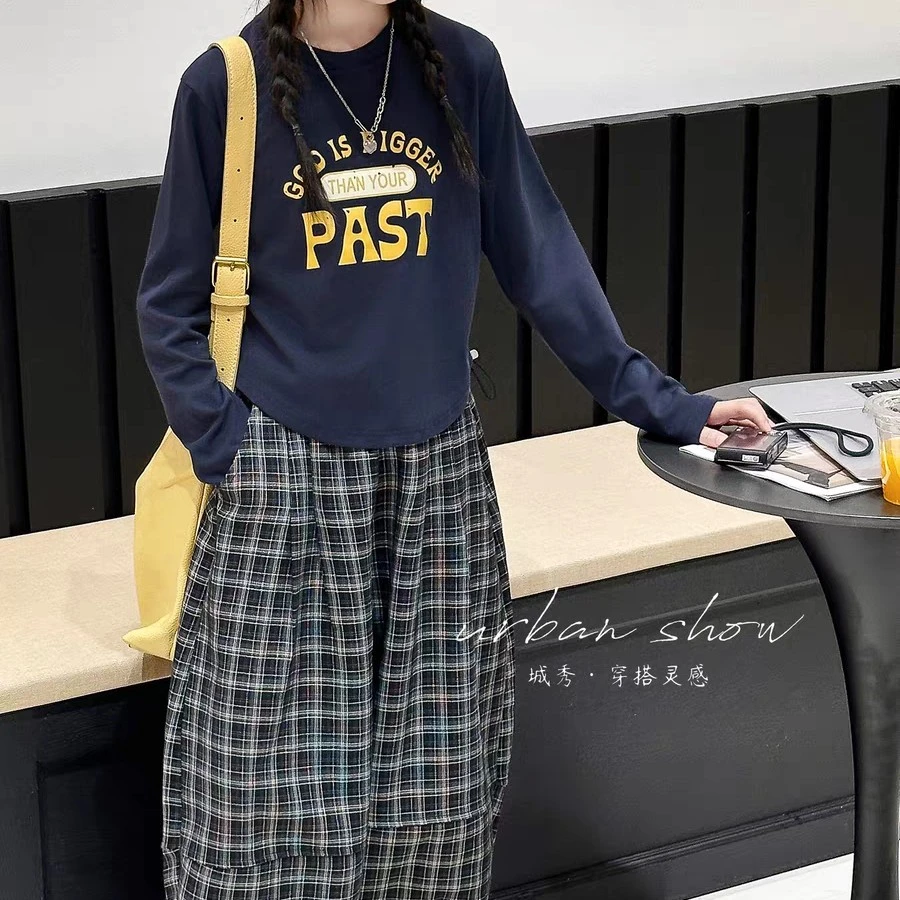 女童2025秋款新款洋气儿童休闲中大童网红女孩圆领上衣T恤打底衫