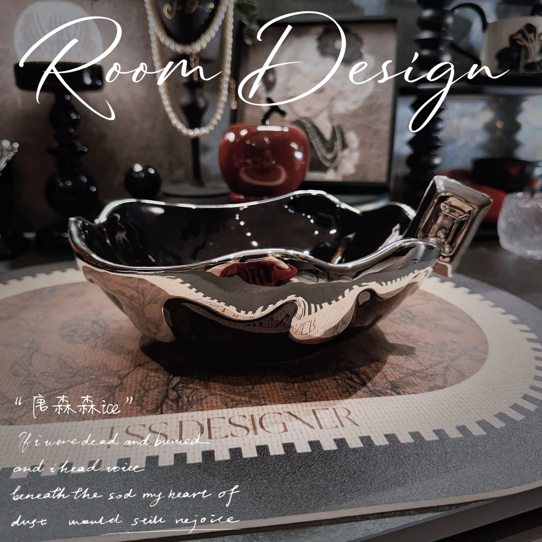 【唐森森设计】10寸碗巧克力水果碗陶瓷桌面装饰摆件