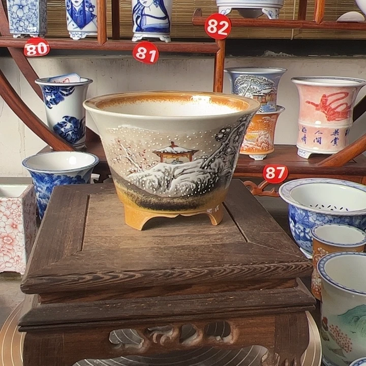 墨奈手工手绘花盆