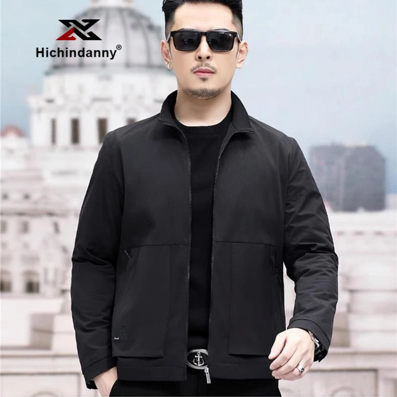 HICHIN男士春秋立领休闲夹克商务通勤简约上衣时尚百搭茄克外套