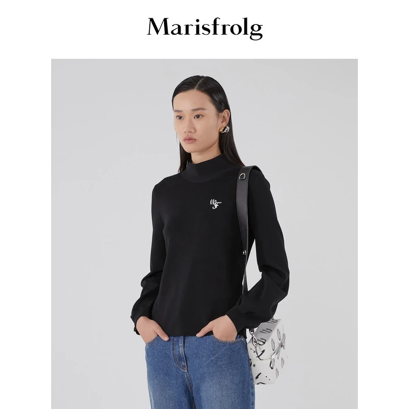 【婷婷专属】Marisfrolg/玛丝菲尔黑色套头毛针织衫