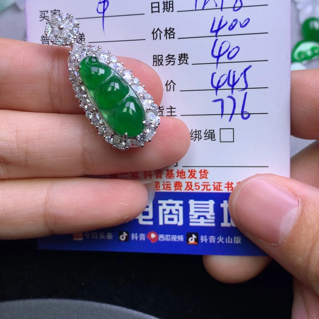 颈饰银S925镶嵌翡翠中****宝