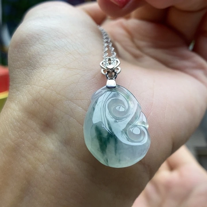 翡翠银S925镶嵌颈饰吊坠23