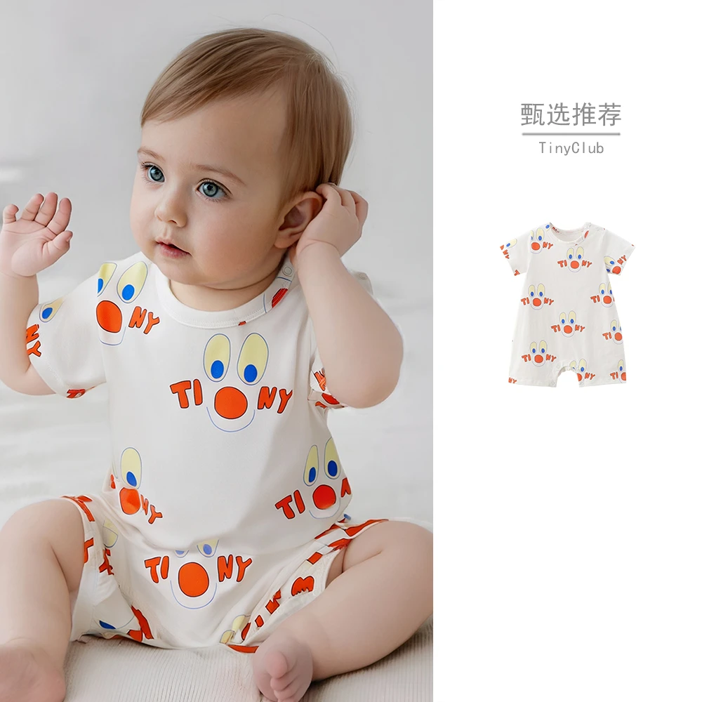 婴儿短袖哈衣宝宝新款薄款连体睡衣夏季套装新生儿可爱外出爬服潮
