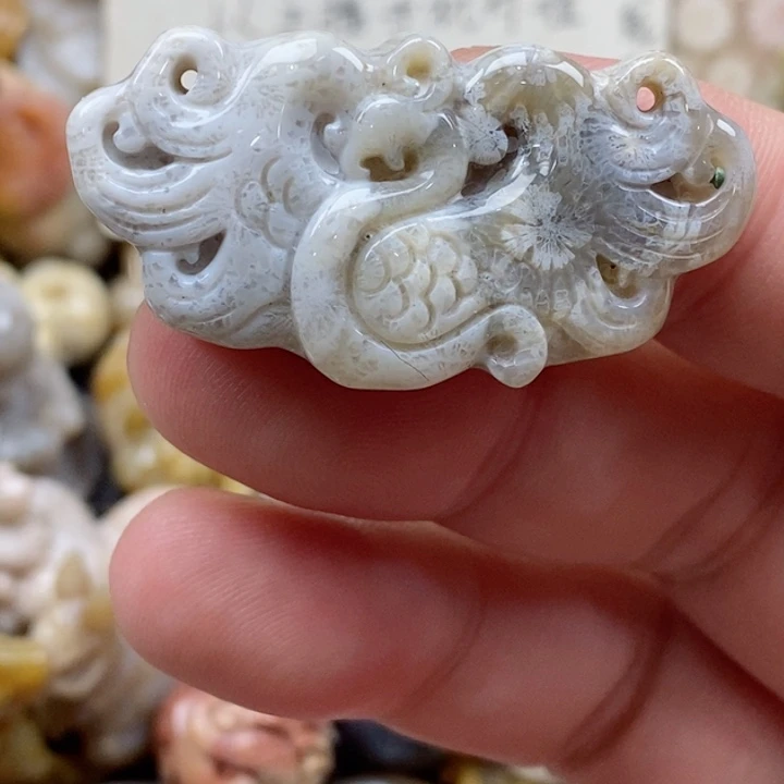 颈饰未镶嵌硅化珊瑚（珊瑚玉）小