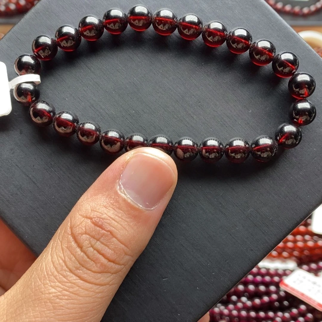 未镶嵌石榴石手链7.3mm毕业级