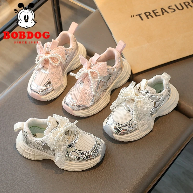 Bobdog/巴布豆运动鞋2025春季新款童鞋轻便小女孩公主鞋老爹鞋