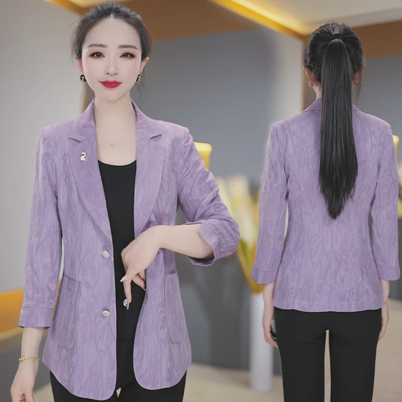 【高货定制】B875香芋紫中老年妈妈装西装外套中年女装洋气减龄上衣